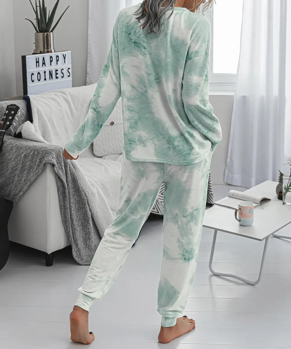 Green Tie Dye Long Sleeves T-shirt and Joggers Sets