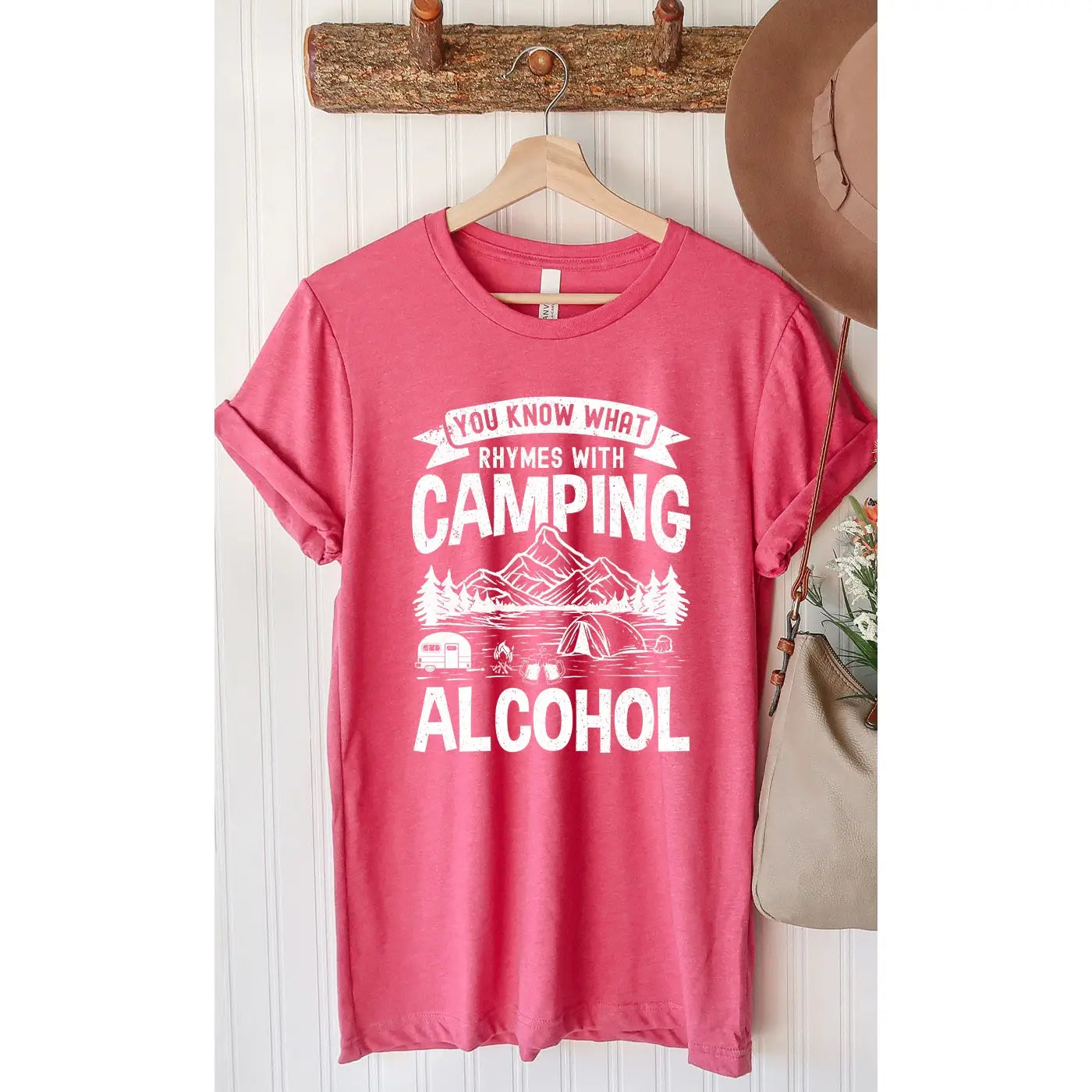 Camping Rhymes With Alcohol Graphic Tee