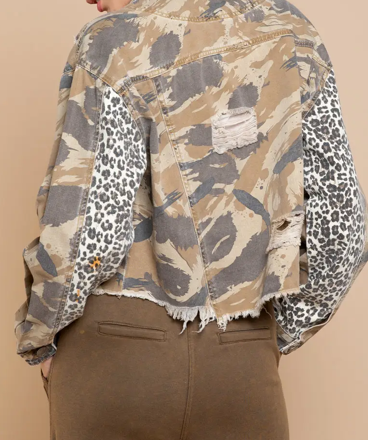 Camo and Leopard Distressed Jacket