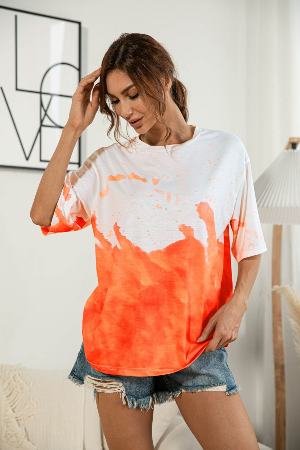 Tie-Dye Round Neck Tee Shirt